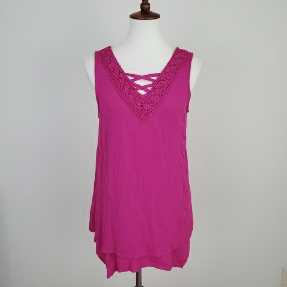 JohnPaulRichard Fuchsia Boho Crochet Tunic
